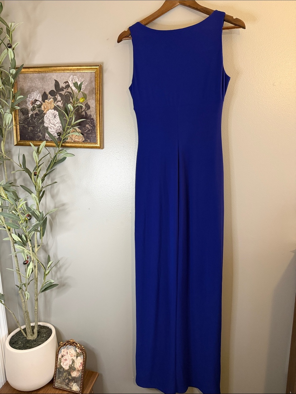 Lauren Ralph Lauren Royal Blue Draped Embellished Evening Gown Size 4 - Picture 10 of 10